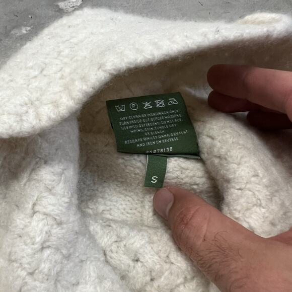 Shannon Woolen Mills Sweater Women Small White Beige Ireland Thick Turtleneck - Picture 3 of 6